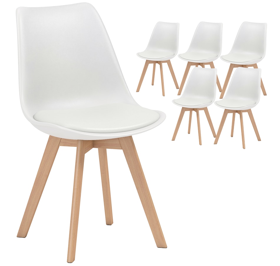 Image 919826_ST01.jpg, Product 919-826 / Price $304.99 - $314.99, HOMCOM Modern Dining Chairs Set of 6 with PU Leather Cushion, Wood Frame from HOMCOM on TSC.ca's Home & Garden department