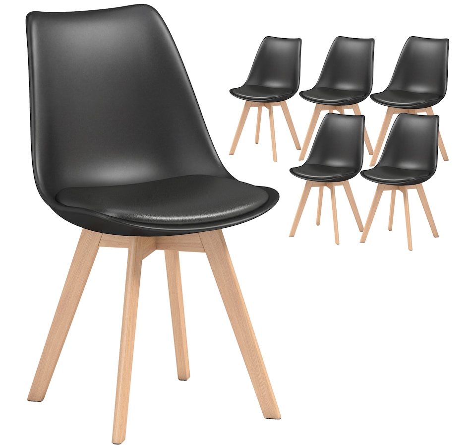 Image 919826_ST02.jpg, Product 919-826 / Price $304.99 - $314.99, HOMCOM Modern Dining Chairs Set of 6 with PU Leather Cushion, Wood Frame from HOMCOM on TSC.ca's Home & Garden department