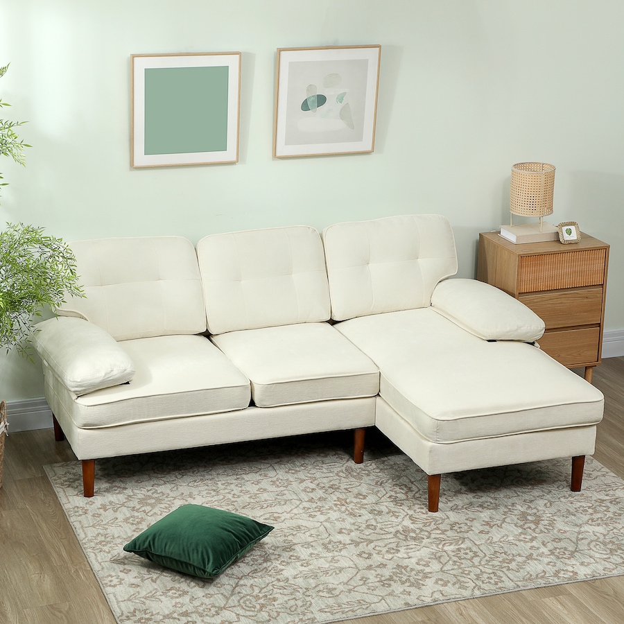 Image 919839_ALTMORE16.jpg, Product 919-839 / Price $489.99, HOMCOM L-Shape Sofa with Right Chaise Lounge and Rubber Wooden Legs from HOMCOM on TSC.ca's Home & Garden department
