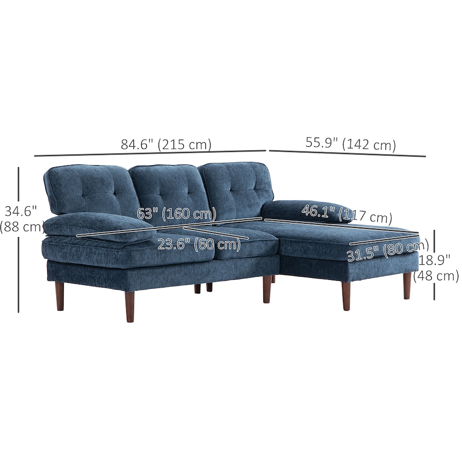 Image 919839_ALTMORE19.jpg, Product 919-839 / Price $489.99, HOMCOM L-Shape Sofa with Right Chaise Lounge and Rubber Wooden Legs from HOMCOM on TSC.ca's Home & Garden department