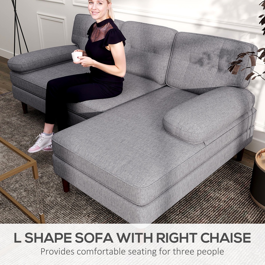Image 919839_ALTMORE3.jpg, Product 919-839 / Price $489.99, HOMCOM L-Shape Sofa with Right Chaise Lounge and Rubber Wooden Legs from HOMCOM on TSC.ca's Home & Garden department