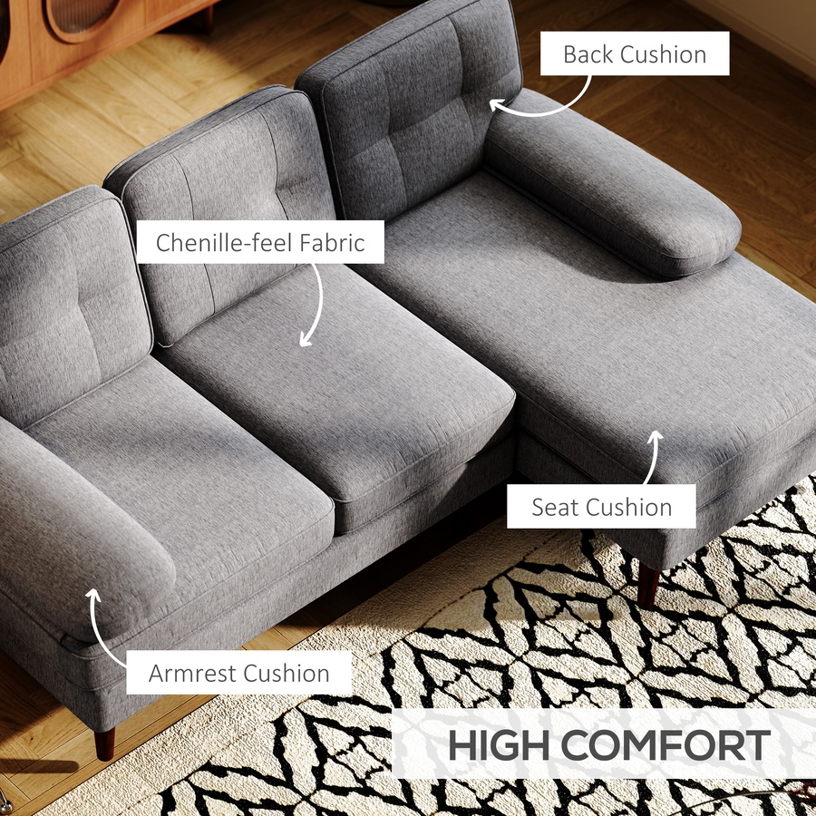 Image 919839_ALTMORE4.jpg, Product 919-839 / Price $489.99, HOMCOM L-Shape Sofa with Right Chaise Lounge and Rubber Wooden Legs from HOMCOM on TSC.ca's Home & Garden department
