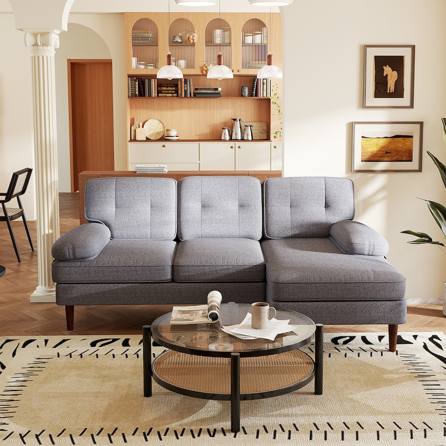 Image 919839_ALTMORE7.jpg, Product 919-839 / Price $489.99, HOMCOM L-Shape Sofa with Right Chaise Lounge and Rubber Wooden Legs from HOMCOM on TSC.ca's Home & Garden department