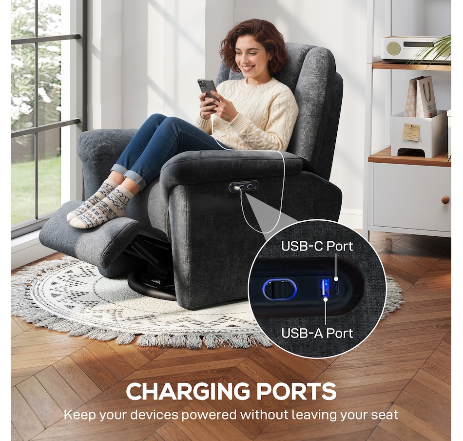 Image 919848_ALTMORE15.jpg, Product 919-848 / Price $609.99 - $619.99, HOMCOM Power Recliner Chair, Upholstered Recliner Chair w/ USB Ports from HOMCOM on TSC.ca's Home & Garden department