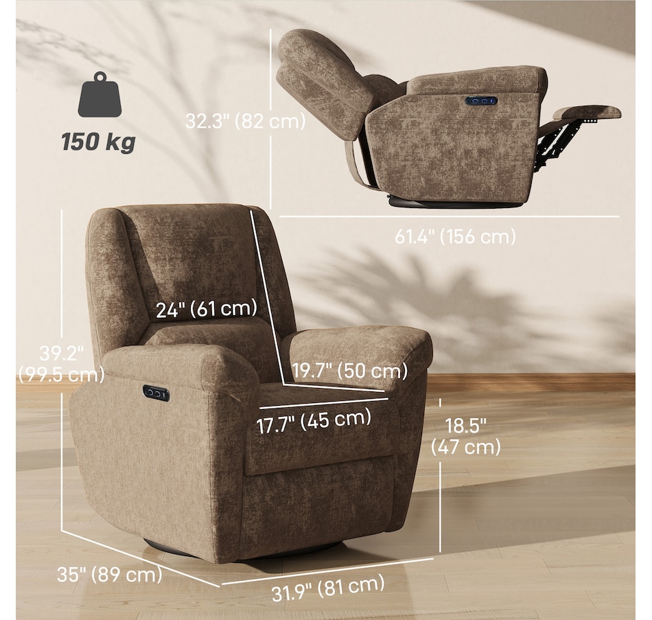 Image 919848_ALTMORE2.jpg, Product 919-848 / Price $609.99 - $619.99, HOMCOM Power Recliner Chair, Upholstered Recliner Chair w/ USB Ports from HOMCOM on TSC.ca's Home & Garden department