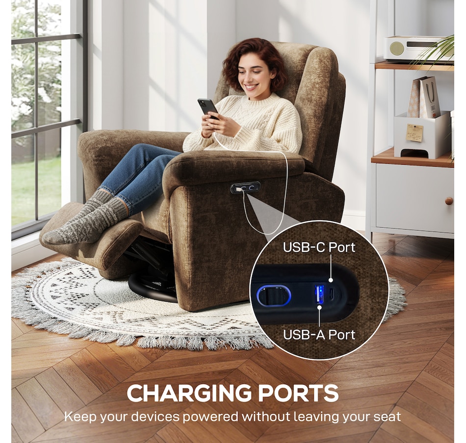 Image 919848_ALTMORE6.jpg, Product 919-848 / Price $609.99 - $619.99, HOMCOM Power Recliner Chair, Upholstered Recliner Chair w/ USB Ports from HOMCOM on TSC.ca's Home & Garden department