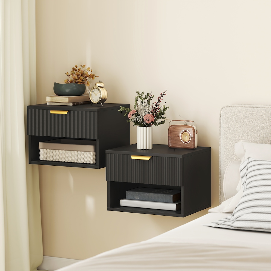 Image 919864_ALTMORE10.jpg, Product 919-864 / Price $96.99 - $99.99, HOMCOM Floating Nightstands Set of 2, Bedside Tables with Fluted Drawer from HOMCOM on TSC.ca's Home & Garden department