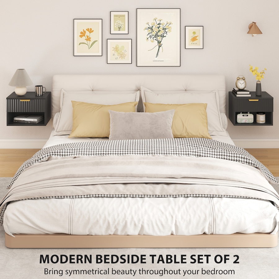 Image 919864_ALTMORE12.jpg, Product 919-864 / Price $96.99 - $99.99, HOMCOM Floating Nightstands Set of 2, Bedside Tables with Fluted Drawer from HOMCOM on TSC.ca's Home & Garden department