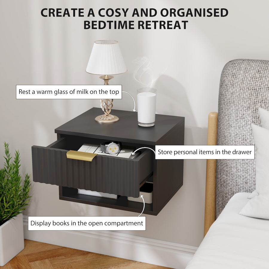 Image 919864_ALTMORE13.jpg, Product 919-864 / Price $96.99 - $99.99, HOMCOM Floating Nightstands Set of 2, Bedside Tables with Fluted Drawer from HOMCOM on TSC.ca's Home & Garden department
