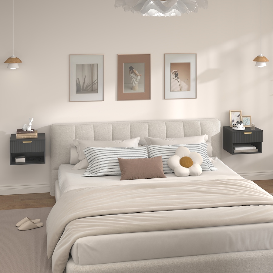 Image 919864_ALTMORE16.jpg, Product 919-864 / Price $96.99 - $99.99, HOMCOM Floating Nightstands Set of 2, Bedside Tables with Fluted Drawer from HOMCOM on TSC.ca's Home & Garden department