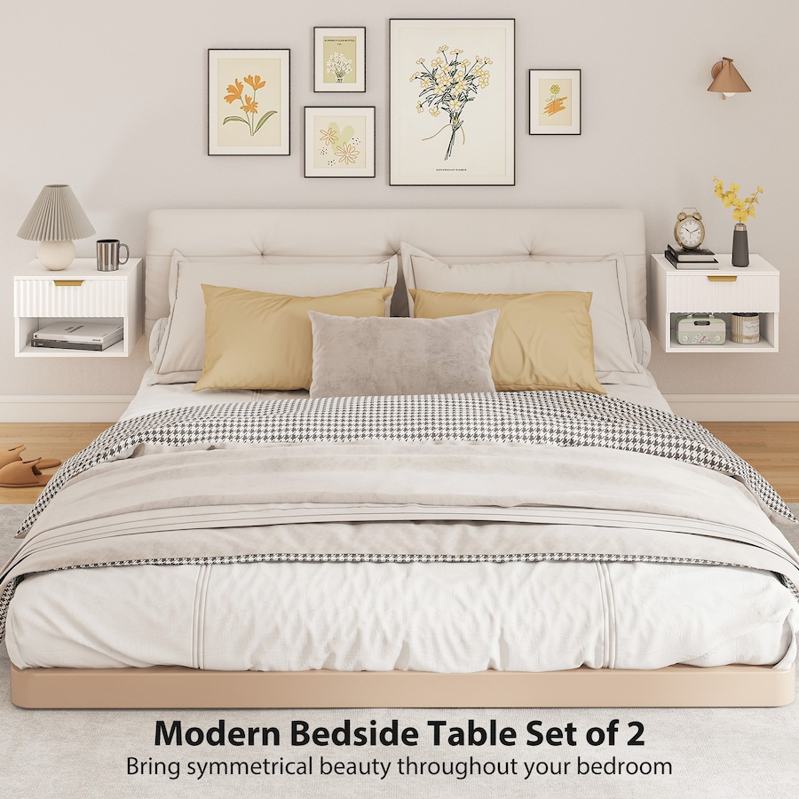Image 919864_ALTMORE3.jpg, Product 919-864 / Price $96.99 - $99.99, HOMCOM Floating Nightstands Set of 2, Bedside Tables with Fluted Drawer from HOMCOM on TSC.ca's Home & Garden department