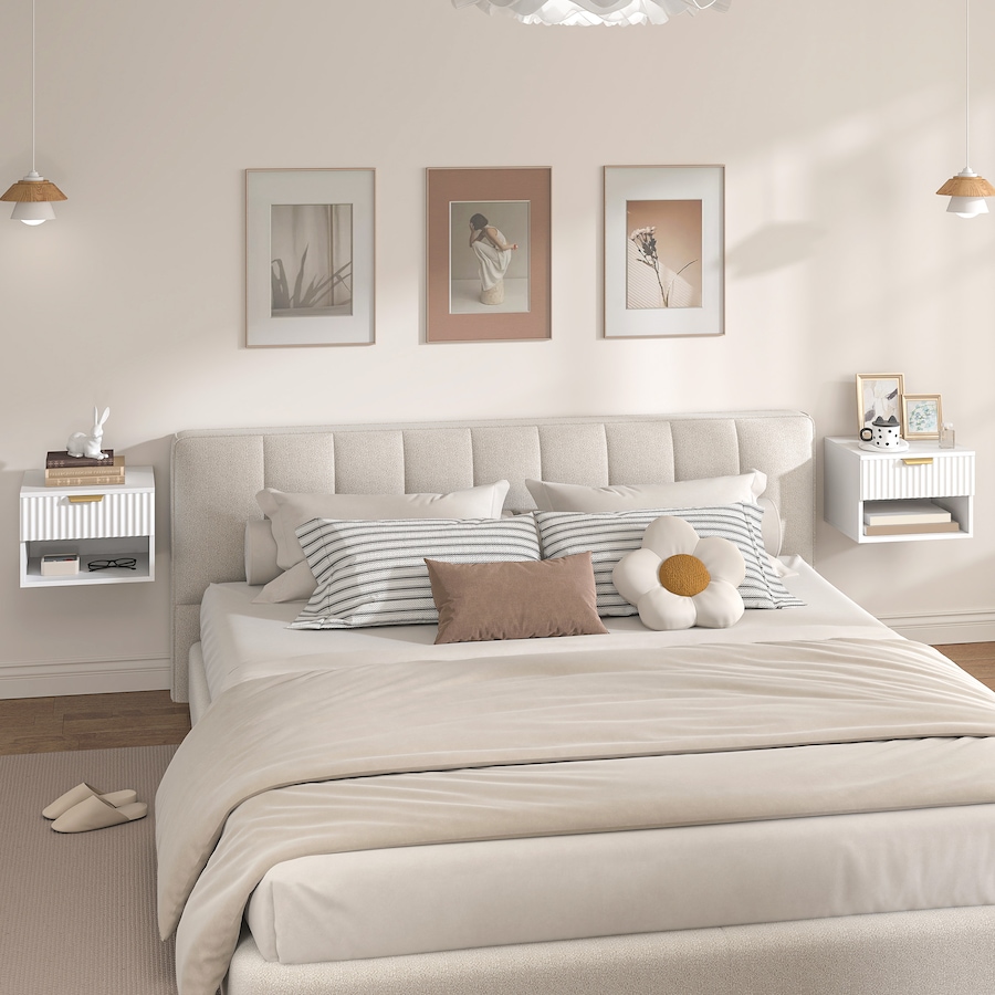 Image 919864_ALTMORE7.jpg, Product 919-864 / Price $96.99 - $99.99, HOMCOM Floating Nightstands Set of 2, Bedside Tables with Fluted Drawer from HOMCOM on TSC.ca's Home & Garden department