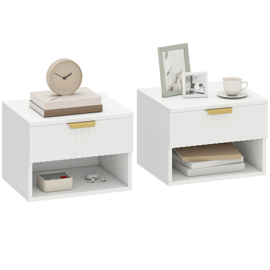 Image 919864_ST01.jpg, Product 919-864 / Price $96.99 - $99.99, HOMCOM Floating Nightstands Set of 2, Bedside Tables with Fluted Drawer from HOMCOM on TSC.ca's Home & Garden department