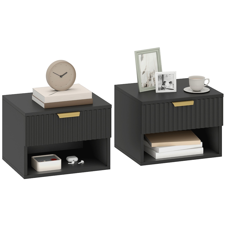 Image 919864_ST02.jpg, Product 919-864 / Price $96.99 - $99.99, HOMCOM Floating Nightstands Set of 2, Bedside Tables with Fluted Drawer from HOMCOM on TSC.ca's Home & Garden department