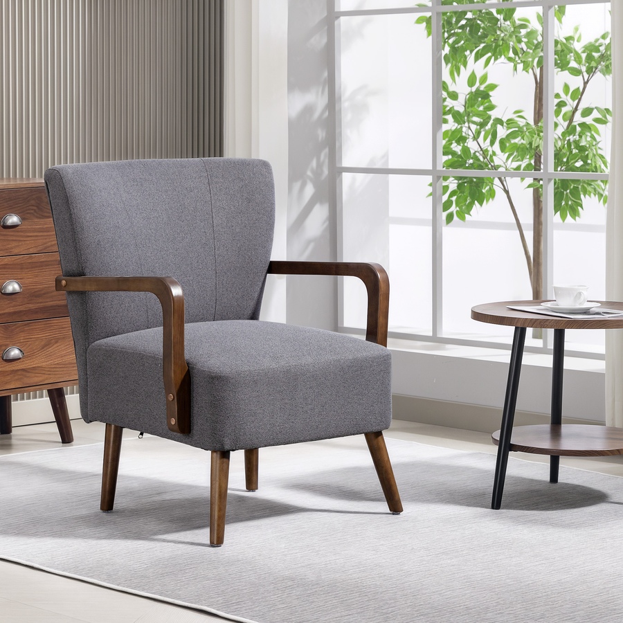 Image 919883_ALTMORE1.jpg, Product 919-883 / Price $139.99, HOMCOM Accent Chair, Linen Fabric Armchair with Wooden Legs from HOMCOM on TSC.ca's Home & Garden department