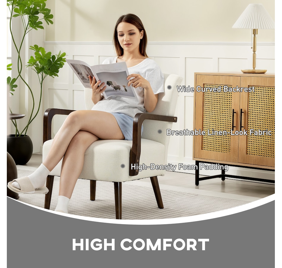 Image 919883_ALTMORE12.jpg, Product 919-883 / Price $179.99, HOMCOM Accent Chair, Linen Fabric Armchair with Wooden Legs from HOMCOM on TSC.ca's Home & Garden department