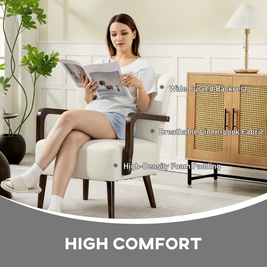 Image 919883_ALTMORE12.jpg, Product 919-883 / Price $139.99, HOMCOM Accent Chair, Linen Fabric Armchair with Wooden Legs from HOMCOM on TSC.ca's Home & Garden department