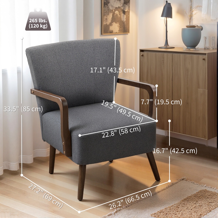 Image 919883_ALTMORE2.jpg, Product 919-883 / Price $139.99, HOMCOM Accent Chair, Linen Fabric Armchair with Wooden Legs from HOMCOM on TSC.ca's Home & Garden department