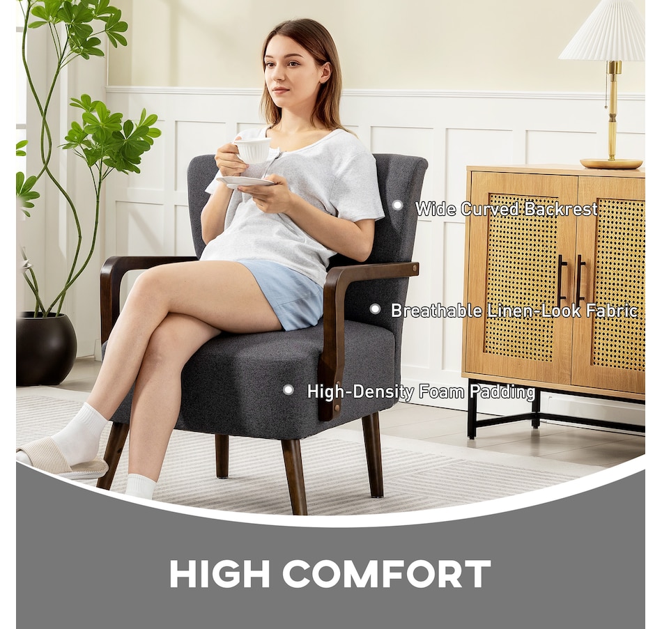 Image 919883_ALTMORE3.jpg, Product 919-883 / Price $179.99, HOMCOM Accent Chair, Linen Fabric Armchair with Wooden Legs from HOMCOM on TSC.ca's Home & Garden department