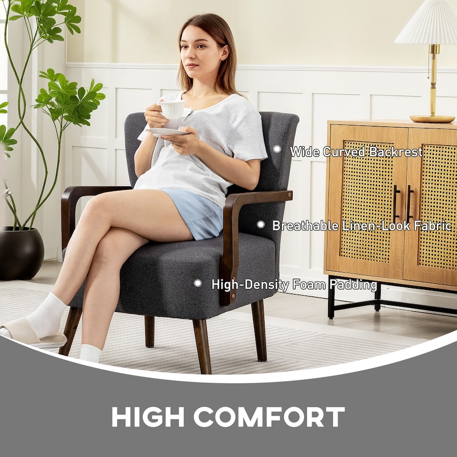 Image 919883_ALTMORE3.jpg, Product 919-883 / Price $139.99, HOMCOM Accent Chair, Linen Fabric Armchair with Wooden Legs from HOMCOM on TSC.ca's Home & Garden department