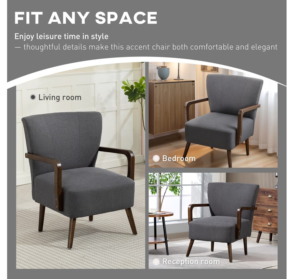 Image 919883_ALTMORE5.jpg, Product 919-883 / Price $179.99, HOMCOM Accent Chair, Linen Fabric Armchair with Wooden Legs from HOMCOM on TSC.ca's Home & Garden department