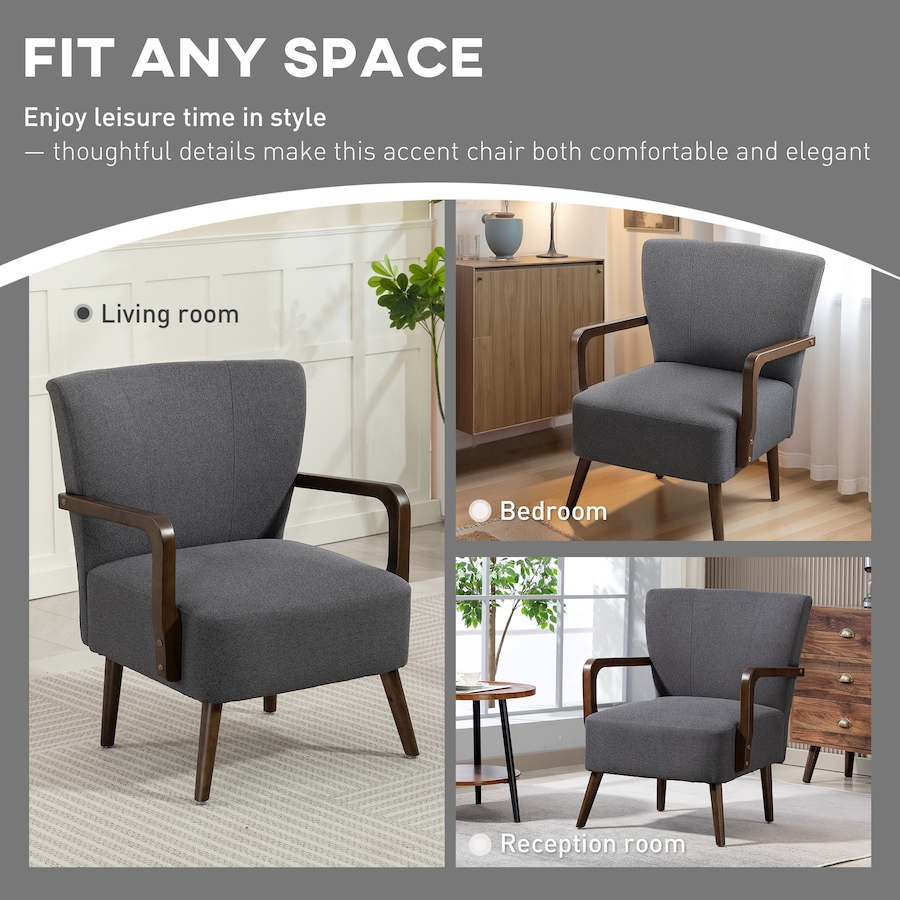 Image 919883_ALTMORE5.jpg, Product 919-883 / Price $139.99, HOMCOM Accent Chair, Linen Fabric Armchair with Wooden Legs from HOMCOM on TSC.ca's Home & Garden department