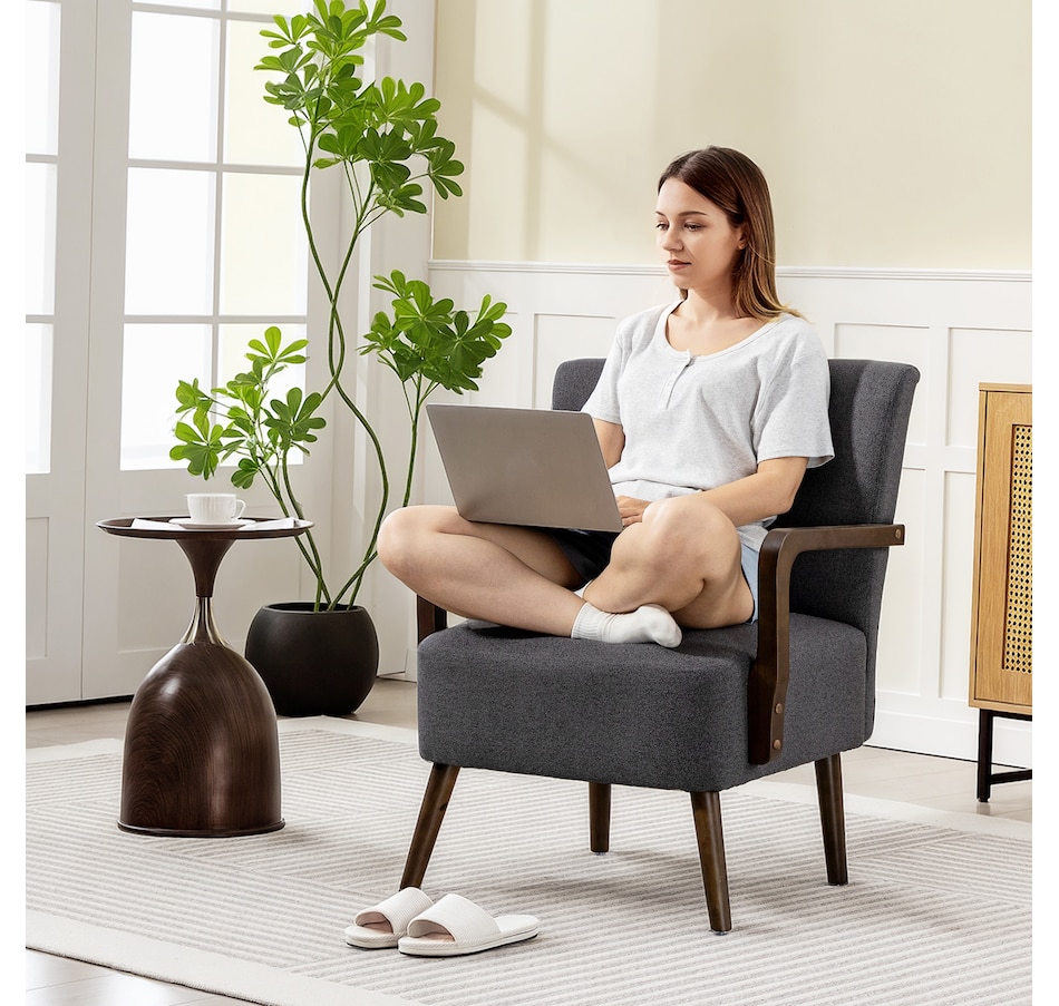 Image 919883_ALTMORE6.jpg, Product 919-883 / Price $179.99, HOMCOM Accent Chair, Linen Fabric Armchair with Wooden Legs from HOMCOM on TSC.ca's Home & Garden department