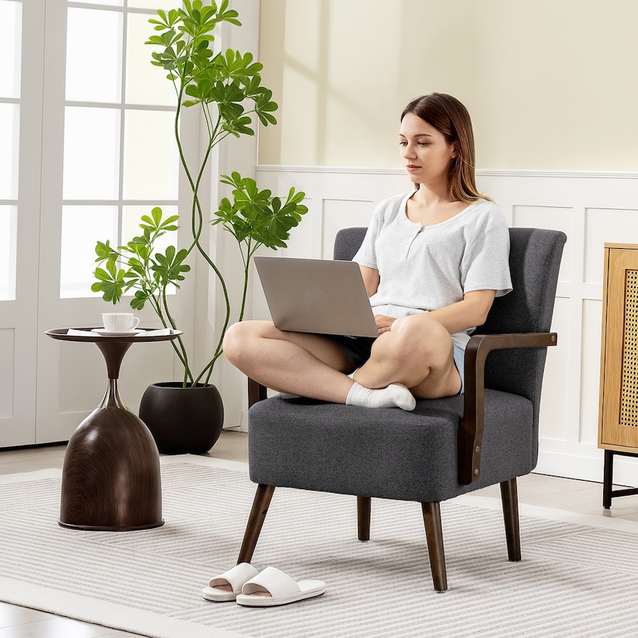 Image 919883_ALTMORE6.jpg, Product 919-883 / Price $139.99, HOMCOM Accent Chair, Linen Fabric Armchair with Wooden Legs from HOMCOM on TSC.ca's Home & Garden department
