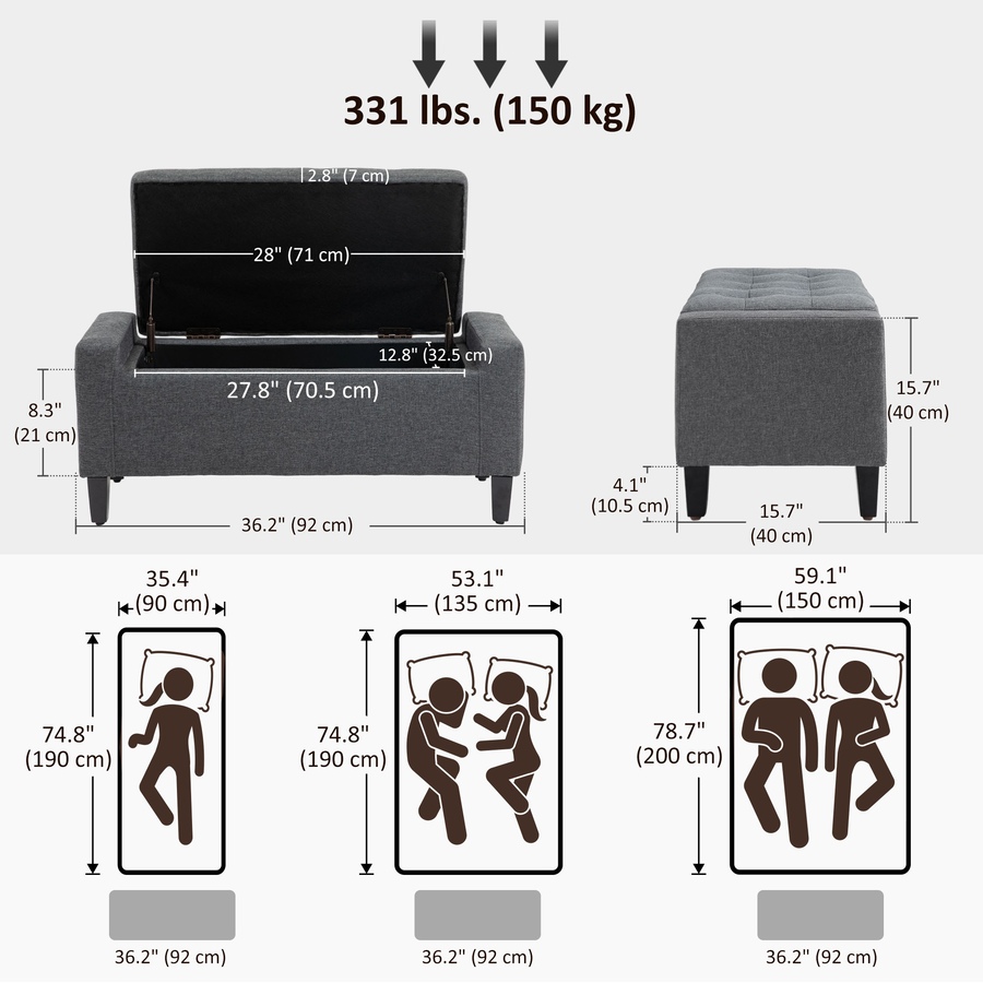 Image 919886_ALTMORE2.jpg, Product 919-886 / Price $129.99 - $149.99, HOMCOM Storage Bench, Ottoman Bench with Flip Top from HOMCOM on TSC.ca's Home & Garden department