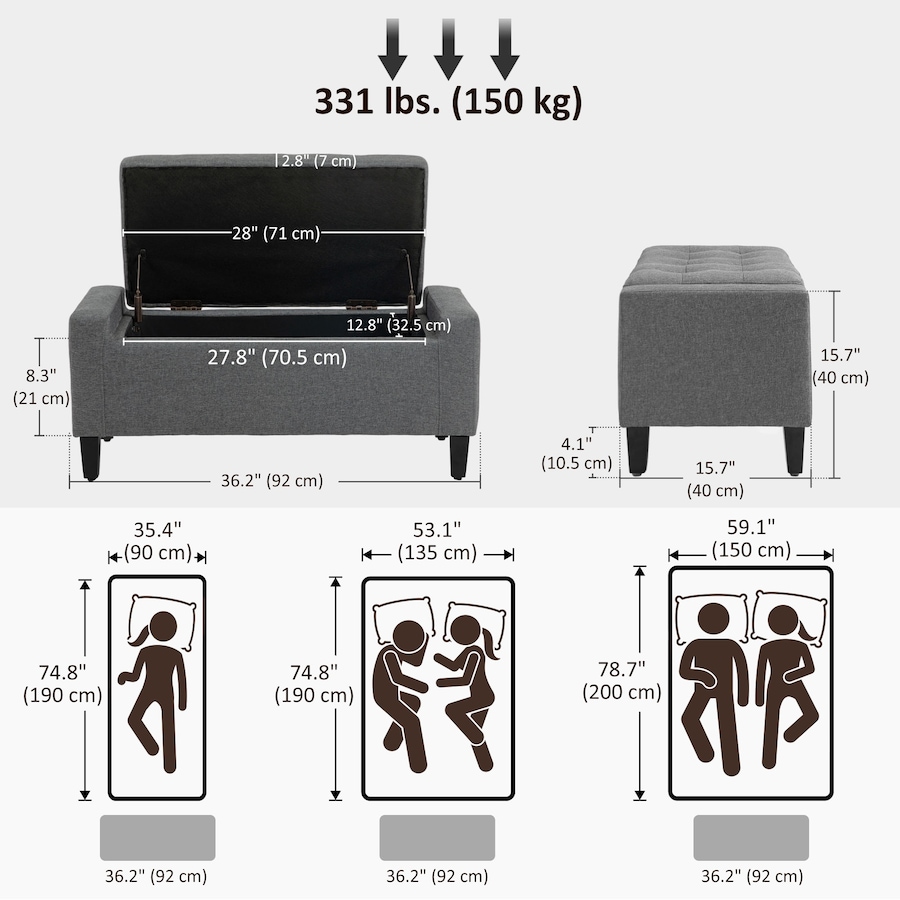 Image 919886_ALTMORE27.jpg, Product 919-886 / Price $129.99 - $149.99, HOMCOM Storage Bench, Ottoman Bench with Flip Top from HOMCOM on TSC.ca's Home & Garden department