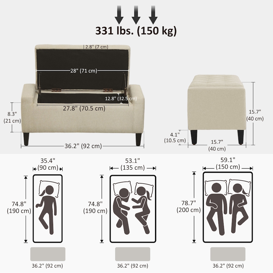 Image 919886_ALTMORE35.jpg, Product 919-886 / Price $129.99 - $149.99, HOMCOM Storage Bench, Ottoman Bench with Flip Top from HOMCOM on TSC.ca's Home & Garden department