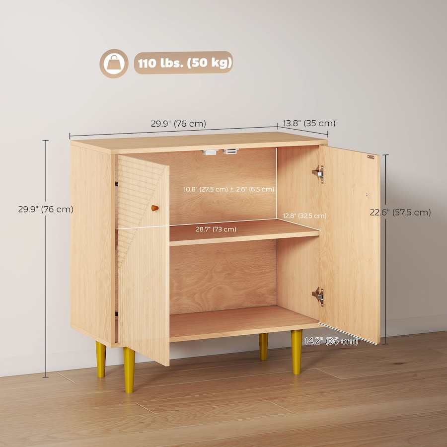 Image 919902_ALTMORE2.jpg, Product 919-902 / Price $114.99, HOMCOM 30" Modern Sideboard, Buffet Cabinet with Adjustable Shelf, Oak from HOMCOM on TSC.ca's Home & Garden department