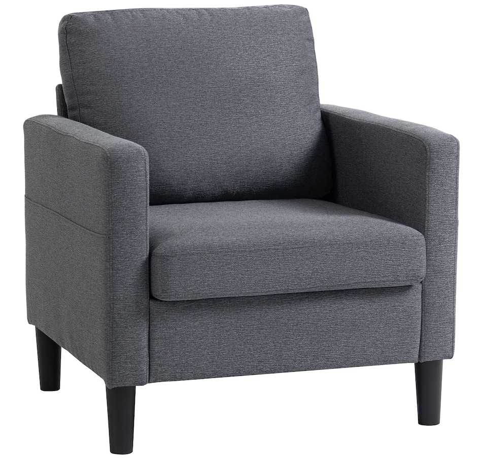 Image 919907.jpg, Product 919-907 / Price $189.99, HOMCOM Accent Chair Upholstered Armchair with Thick Padded Seat, Dark Grey from HOMCOM on TSC.ca's Home & Garden department