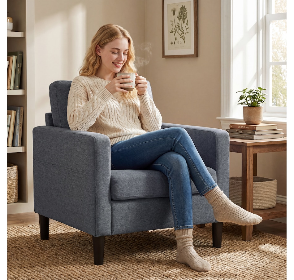 Image 919907_ALTMORE1.jpg, Product 919-907 / Price $189.99, HOMCOM Accent Chair Upholstered Armchair with Thick Padded Seat, Dark Grey from HOMCOM on TSC.ca's Home & Garden department