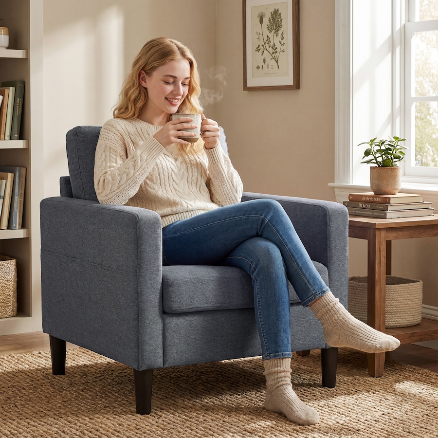 Image 919907_ALTMORE1.jpg, Product 919-907 / Price $173.99, HOMCOM Accent Chair Upholstered Armchair with Thick Padded Seat, Dark Grey from HOMCOM on TSC.ca's Home & Garden department