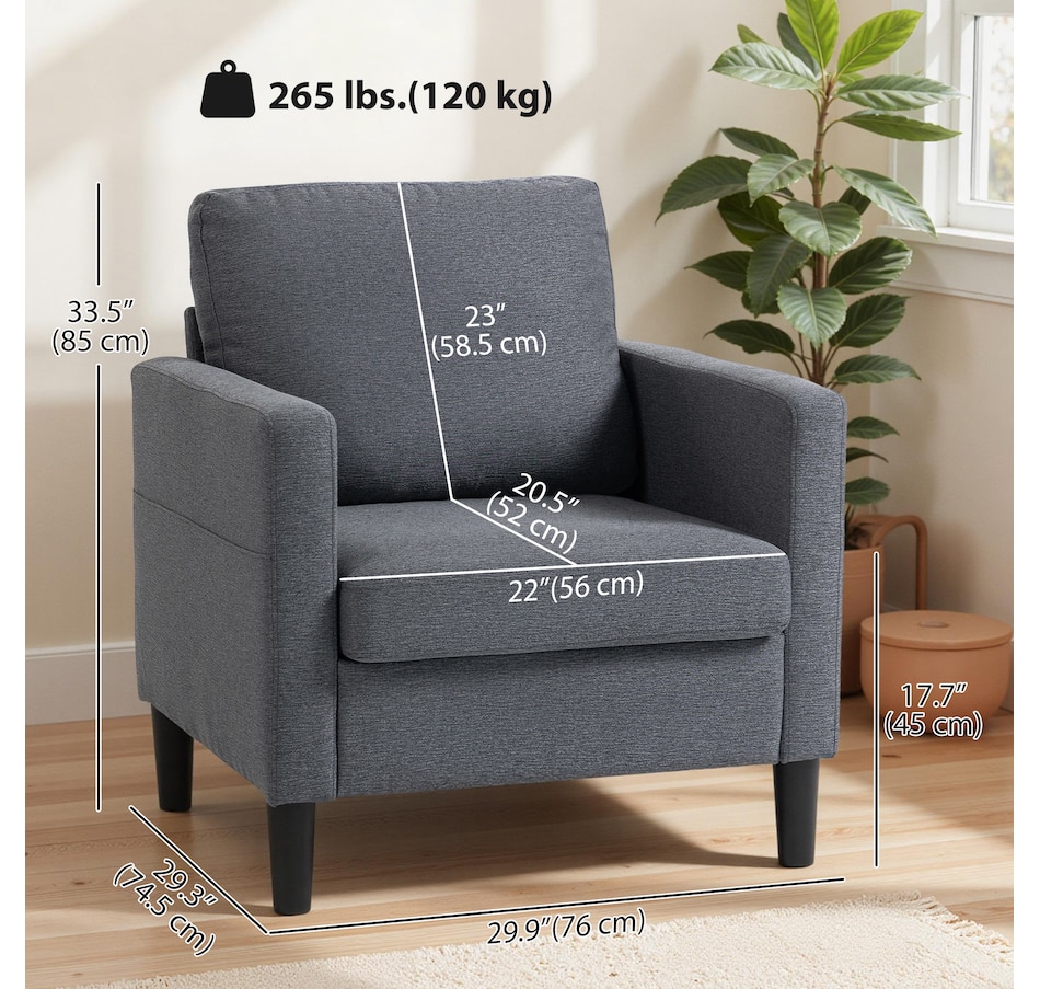 Image 919907_ALTMORE2.jpg, Product 919-907 / Price $189.99, HOMCOM Accent Chair Upholstered Armchair with Thick Padded Seat, Dark Grey from HOMCOM on TSC.ca's Home & Garden department