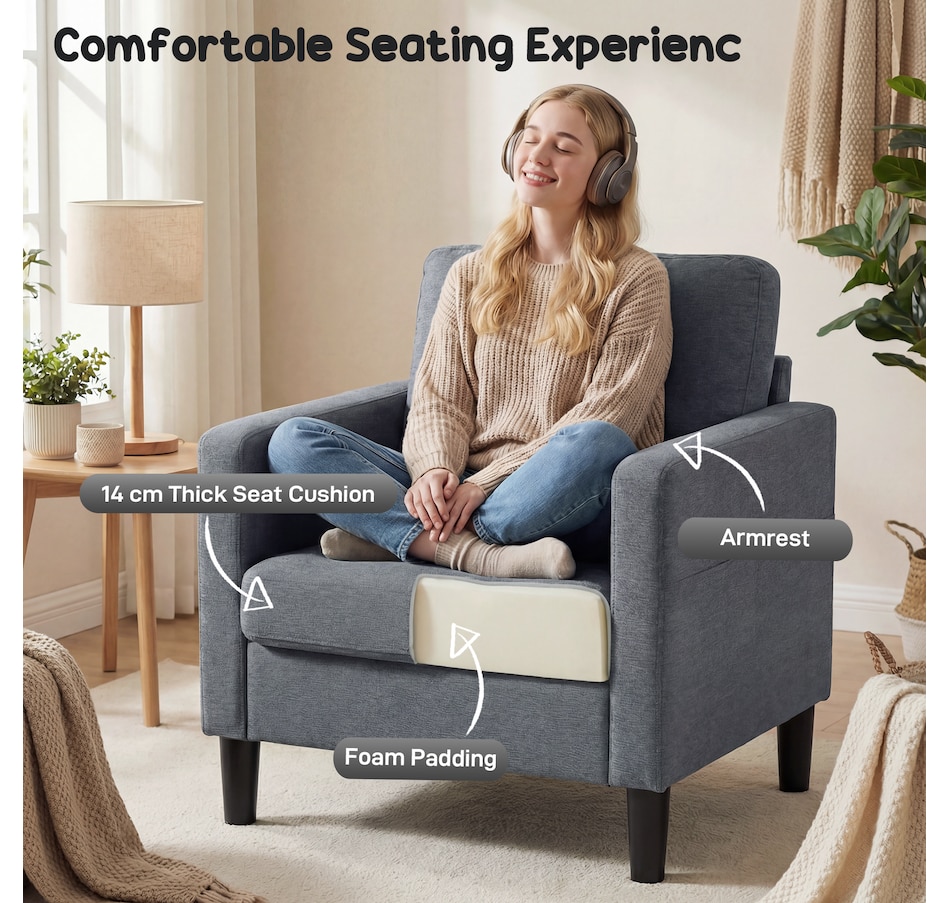 Image 919907_ALTMORE3.jpg, Product 919-907 / Price $189.99, HOMCOM Accent Chair Upholstered Armchair with Thick Padded Seat, Dark Grey from HOMCOM on TSC.ca's Home & Garden department