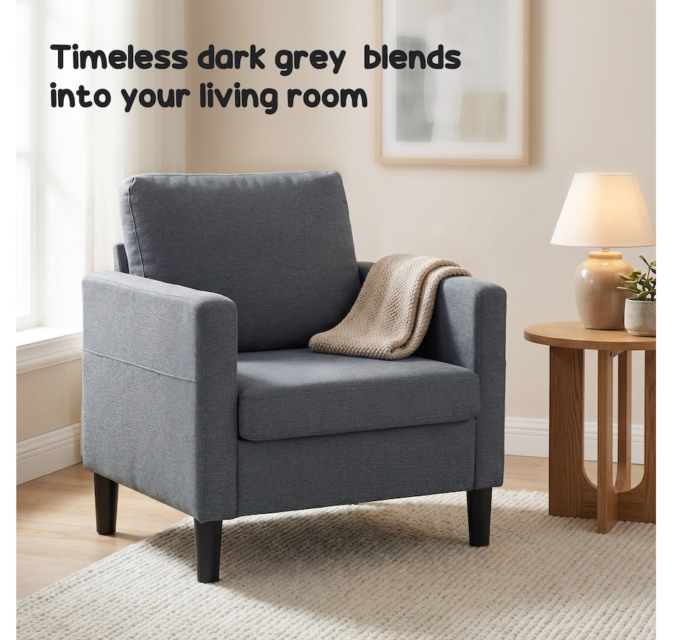Image 919907_ALTMORE5.jpg, Product 919-907 / Price $189.99, HOMCOM Accent Chair Upholstered Armchair with Thick Padded Seat, Dark Grey from HOMCOM on TSC.ca's Home & Garden department