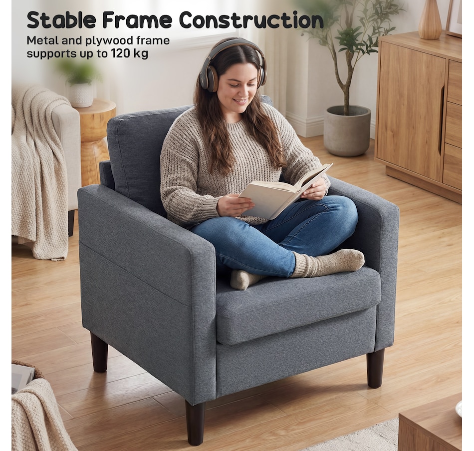 Image 919907_ALTMORE6.jpg, Product 919-907 / Price $189.99, HOMCOM Accent Chair Upholstered Armchair with Thick Padded Seat, Dark Grey from HOMCOM on TSC.ca's Home & Garden department