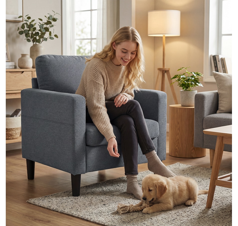 Image 919907_ALTMORE8.jpg, Product 919-907 / Price $189.99, HOMCOM Accent Chair Upholstered Armchair with Thick Padded Seat, Dark Grey from HOMCOM on TSC.ca's Home & Garden department