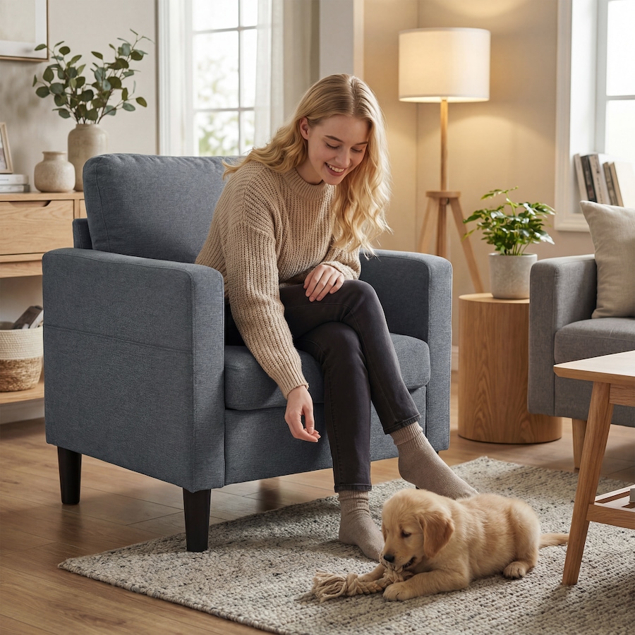 Image 919907_ALTMORE8.jpg, Product 919-907 / Price $173.99, HOMCOM Accent Chair Upholstered Armchair with Thick Padded Seat, Dark Grey from HOMCOM on TSC.ca's Home & Garden department