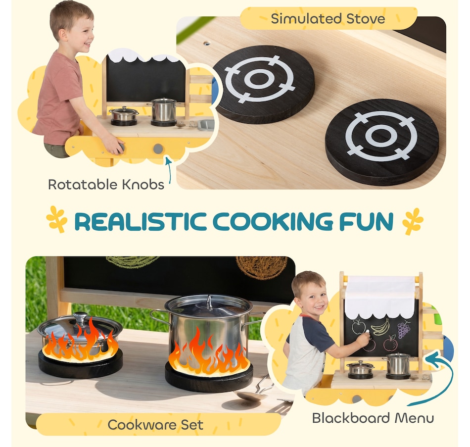Image 921566_ALTMORE6.jpg, Product 921-566 / Price $99.99, Qaba Mud Kitchen with Wheels, Sink, Stove, Shelf and Blackboard, Yellow from Qaba on TSC.ca's Toys & Hobbies department