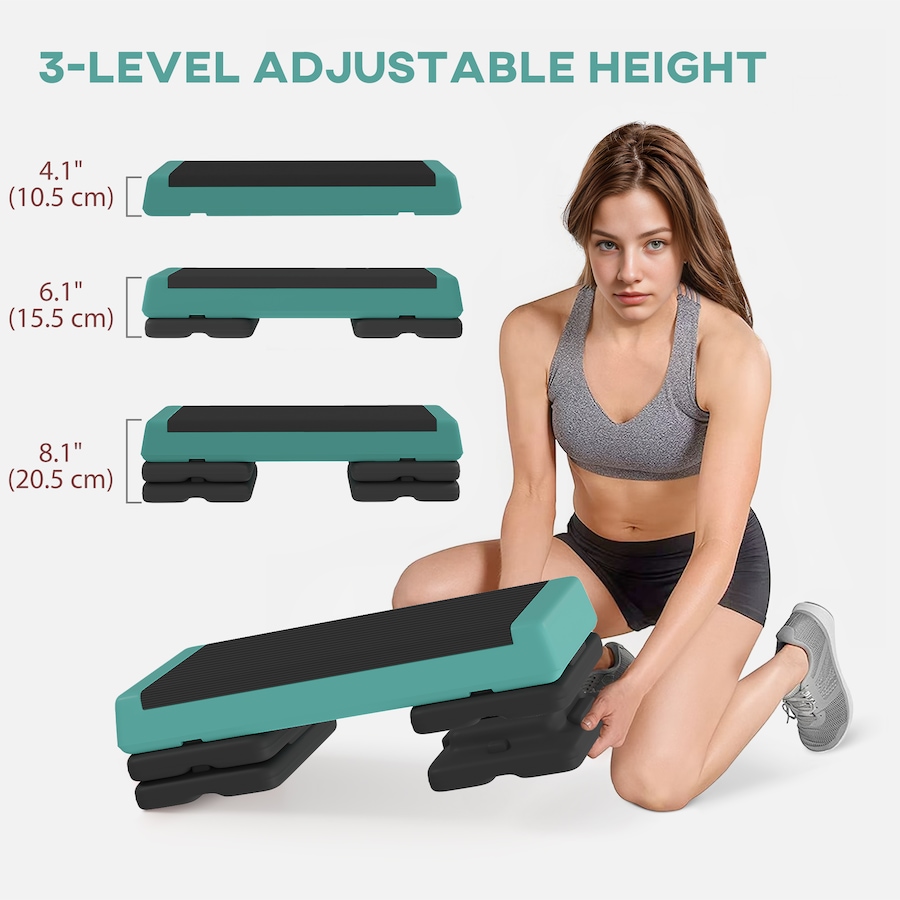 Image 921568_ALTMORE3.jpg, Product 921-568 / Price $64.99, Soozier Adjustable Aerobic Stepper, 3-Level with Risers 4", 6", 8", Green from Soozier on TSC.ca's Health & Fitness department