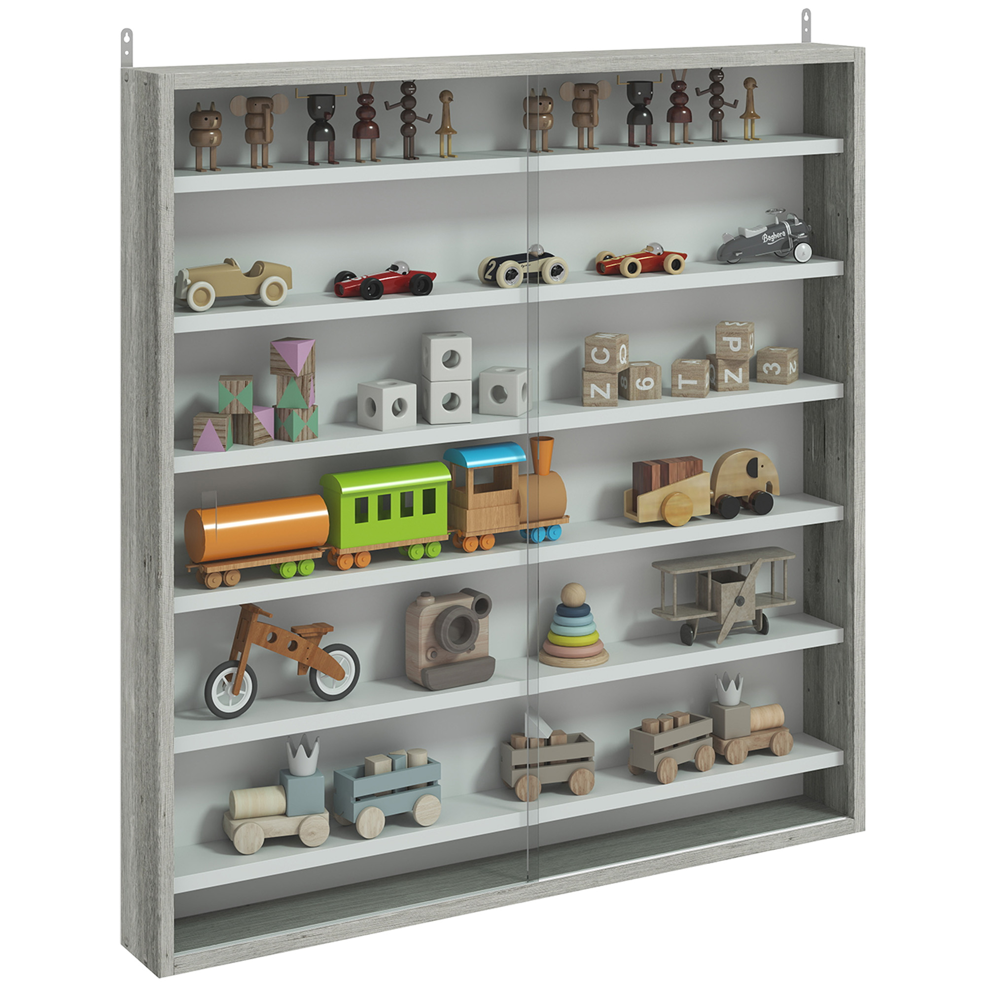 HOMCOM 7-Storey Wall Shelf Display Cabinet, Shot Glass Display