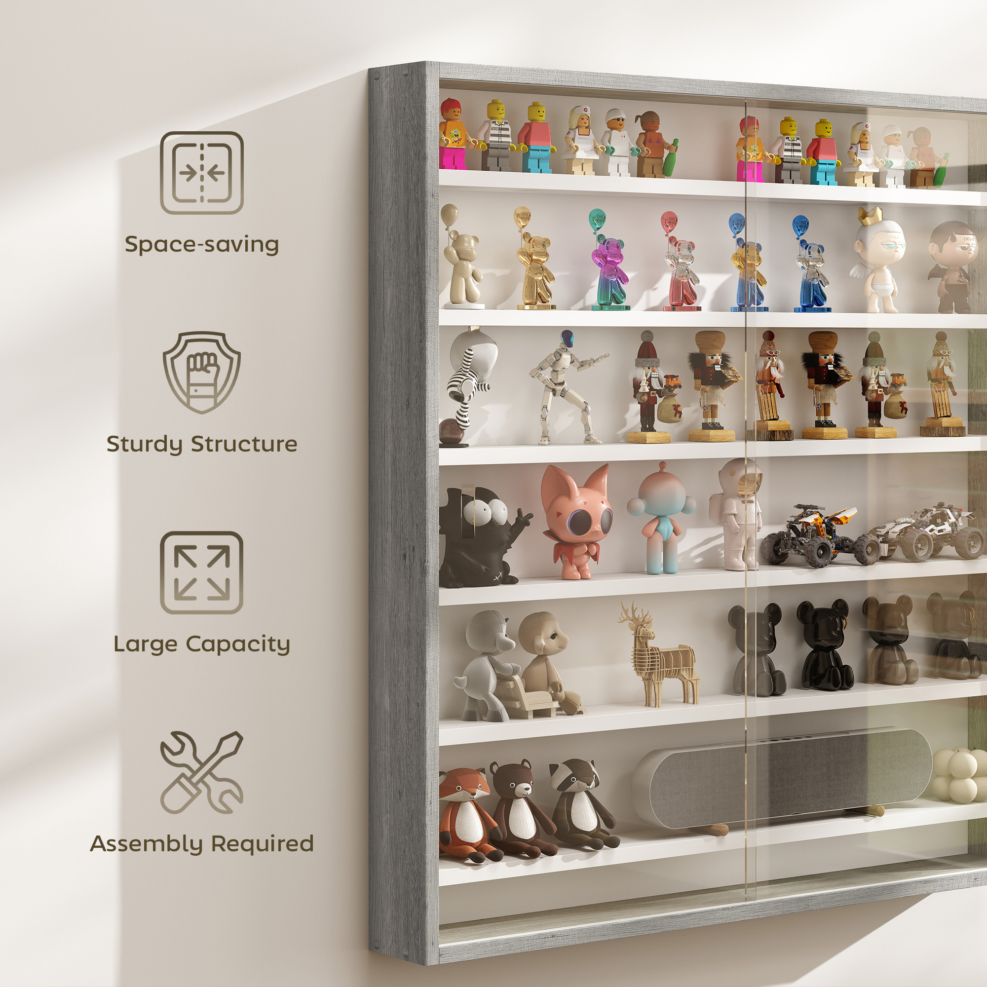 HOMCOM 7-Storey Wall Shelf Display Cabinet, Shot Glass Display