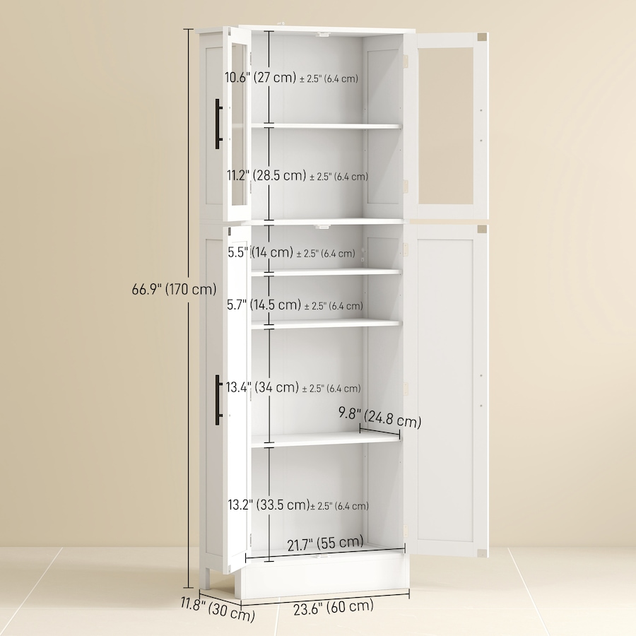 Image 921586_ALTMORE2.jpg, Product 921-586 / Price $184.99, HOMCOM Tall Bathroom Cabinet with Glass Doors, Freestanding Storage, White from HOMCOM on TSC.ca's Home & Garden department