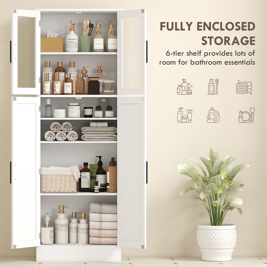 Image 921586_ALTMORE3.jpg, Product 921-586 / Price $184.99, HOMCOM Tall Bathroom Cabinet with Glass Doors, Freestanding Storage, White from HOMCOM on TSC.ca's Home & Garden department