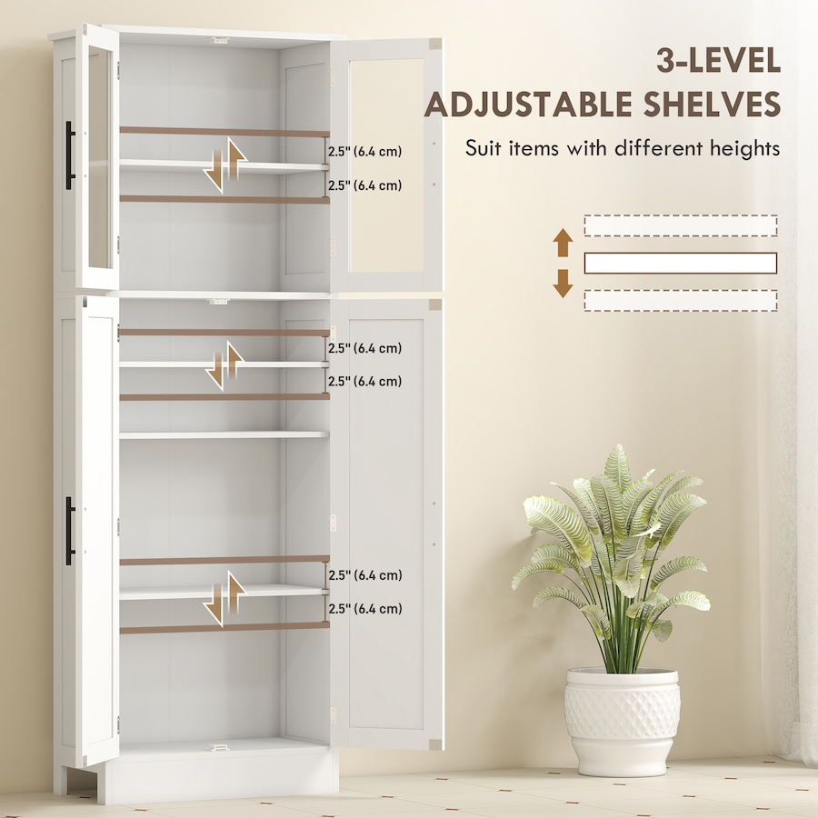 Image 921586_ALTMORE4.jpg, Product 921-586 / Price $184.99, HOMCOM Tall Bathroom Cabinet with Glass Doors, Freestanding Storage, White from HOMCOM on TSC.ca's Home & Garden department
