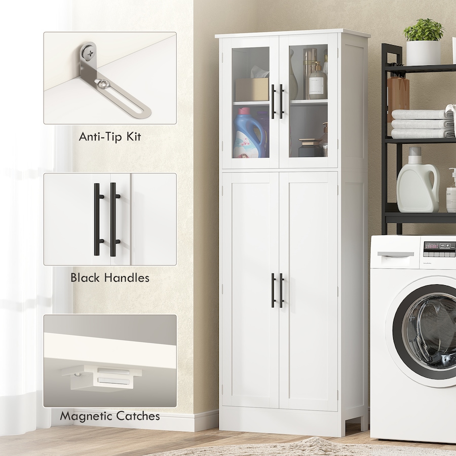Image 921586_ALTMORE6.jpg, Product 921-586 / Price $184.99, HOMCOM Tall Bathroom Cabinet with Glass Doors, Freestanding Storage, White from HOMCOM on TSC.ca's Home & Garden department