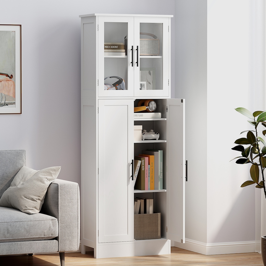 Image 921586_ALTMORE7.jpg, Product 921-586 / Price $184.99, HOMCOM Tall Bathroom Cabinet with Glass Doors, Freestanding Storage, White from HOMCOM on TSC.ca's Home & Garden department